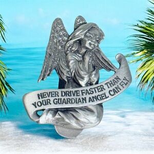 Cathedral Art Pewter Guardian Angel Never Drive Faster… Angel Car Visor Clip